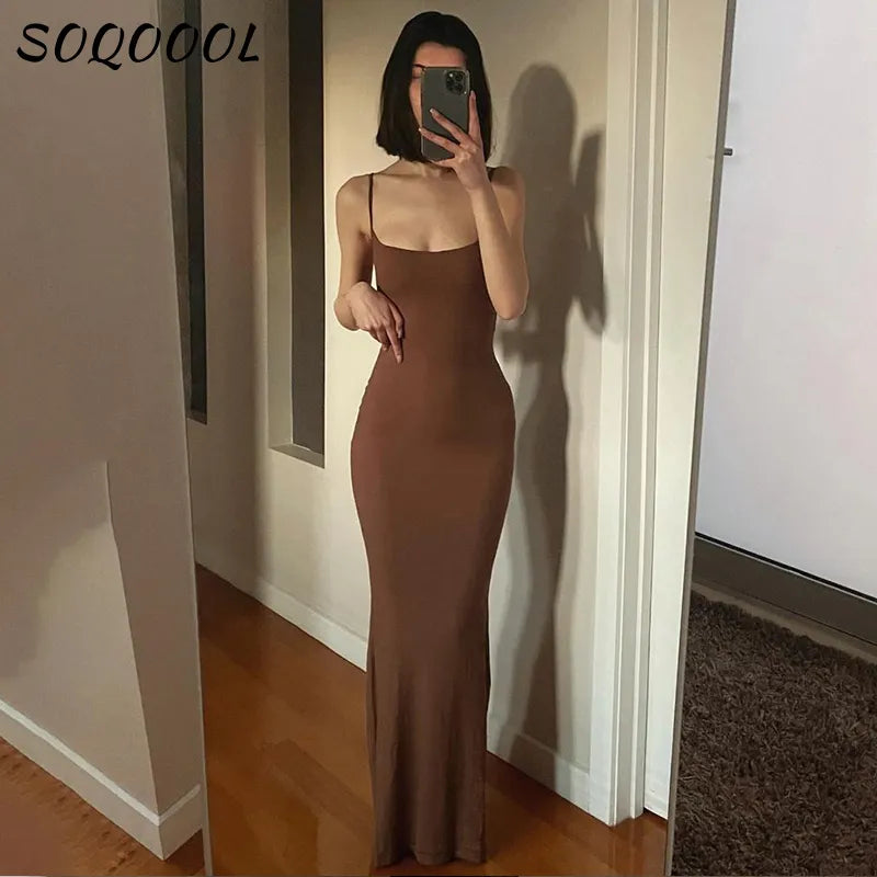 Elegant Body Dress - Colour - Brown